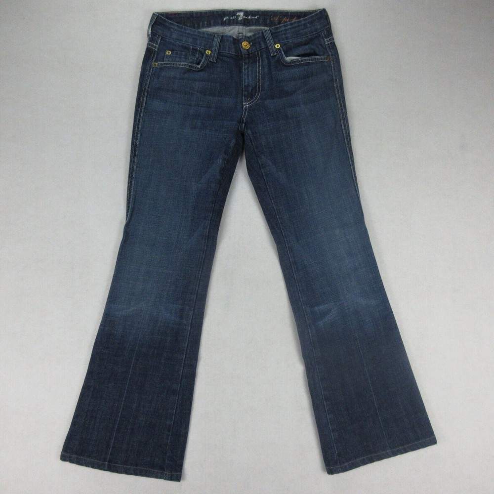 7 For All Mankind Jeans Womens Boot Cut Size 27 x 27 "A" Pocket Dark Wash Denim